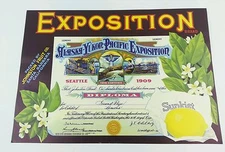 10 Original Vintage Dead Stock Alaska Yukon Pacific Sunkist Lemon Crate Label