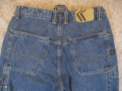 Kani Jeans Mens 32x32 Blue Denim Baggy Hip Hop Grunge Utility Retro