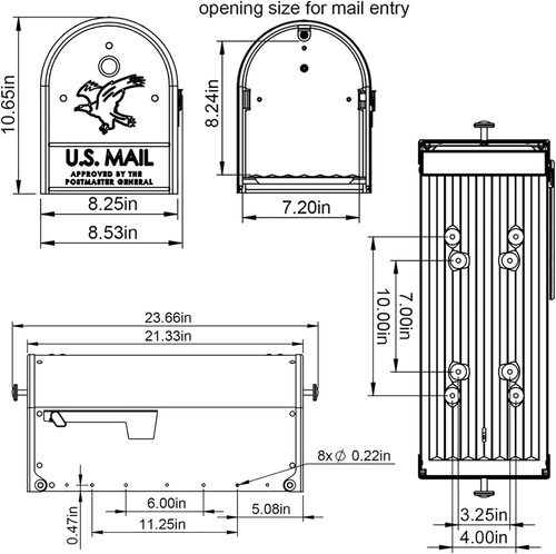 Gibraltar Mailboxes OM160BEC Outback Double Door, Large Capacity Mailbox, Black - Picture 6 of 12