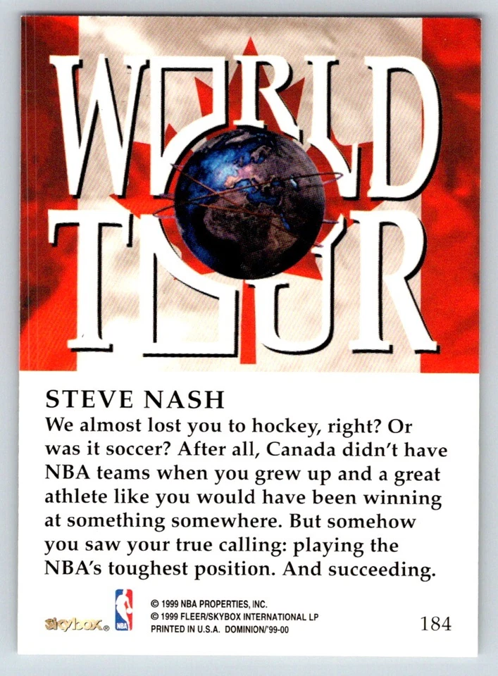 Steve Nash 1999-00 SkyBox Dominion #184 - Image 2 of 2