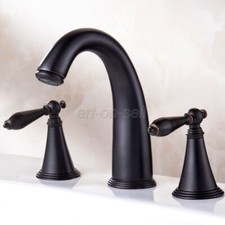 Oil Rubbed Bronze Bathroom Vanity Sink 3-Hole Two Handles Widespread Faucet