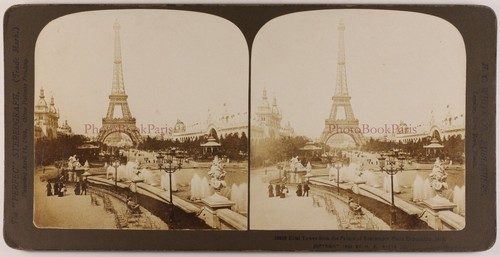 Der Eiffelturm Ausstellung Paris 1900 Frankreich Foto Stereo Vintage Citrat
