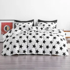 Satin Fade Wrinkle Resistant Star Duvet Cover with Pillow Sham Set Easy Care