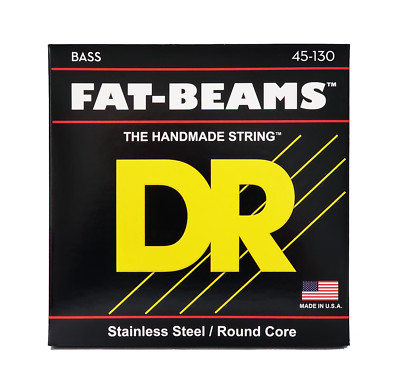 DR Strings Fat-Beam Stainless Steel 5-String Bass Strings Medium To Heavy 45-130