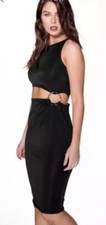 boohoo night size 12 black edita cutout waist ring mini bodycon dress bnwt R1190