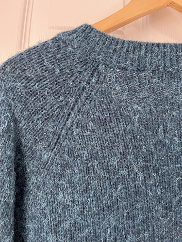 United Colors Benetton Wool Blend Alpaca Sweater Women's Large Teal Green Blue - Picture 8 of 14