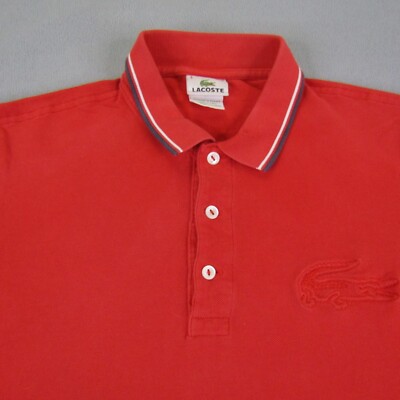 Lacoste Polo Shirt Mens Small size 3 Red Twin Tipped Pique Big