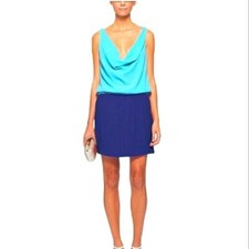 NEW Soprano Women's Mini Dress Size Medium Aqua Navy Blue Draped Party Cocktail