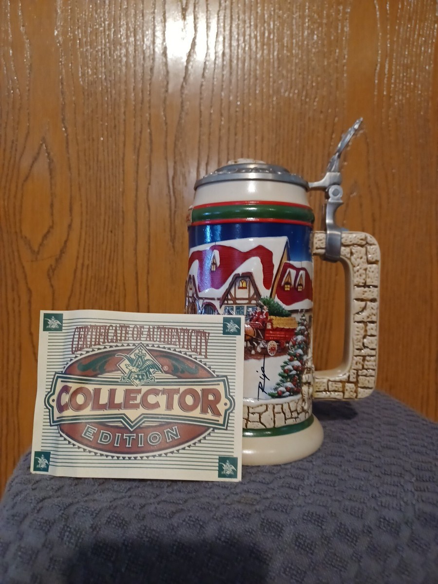 1998 ARTIST SIGNED Budweiser Holiday Stein GRANT'S FARM HOLIDAY