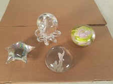 Collection Of 4 Vintage Glass Paperweights