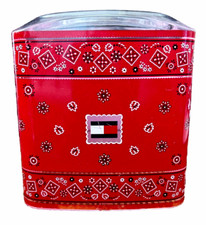 Tommy Hilfiger Tissue Holder Red Bandana Hard Plastic Cover Flaws 'As Is'