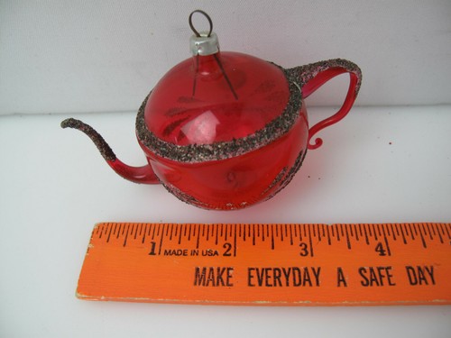 Teekessel Kugel Weihnachten rot Vintage Ornament West Germany - Bild 4 von 7