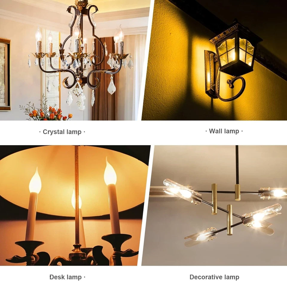 Diodesy 4PK LED Flame Tip Chandelier Light Bulb E12, 5W, 60W, 3000K, 500LM, CA10 - Image 4 of 4