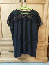 NEXT BEACH WEAR BLACK  CROCHET LACE FRINGED C...