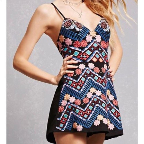 Indikah Black Embroidered Romper/Dress 