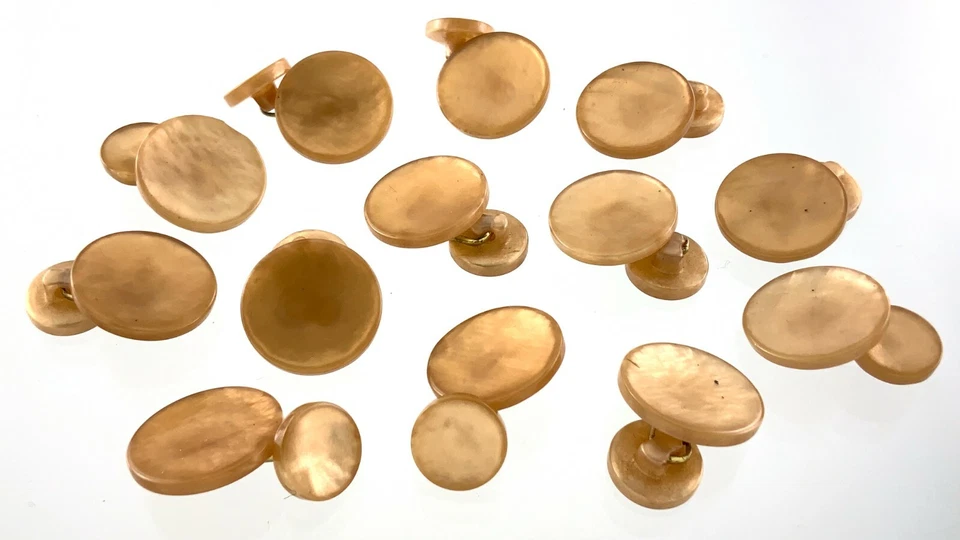 Vintage Molded Plastic Brown Garment Button .75in Set of 13 Marble Pattern 200B - Image 2 of 4