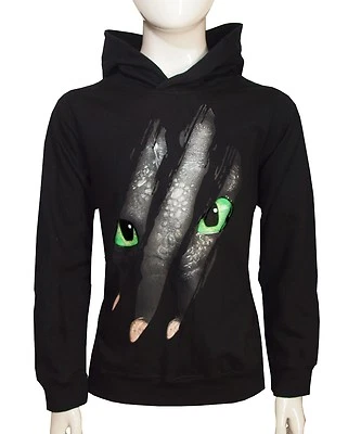 DREAMWORKS Dragon Ohnezahn Kralle Kinder Kapuzenpullover/Hoodie Schwarz (140-146) NEU