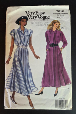 1990's VOGUE Misses' Dress Pattern 7810 Size 8-12 UNCUT & Factory Fold