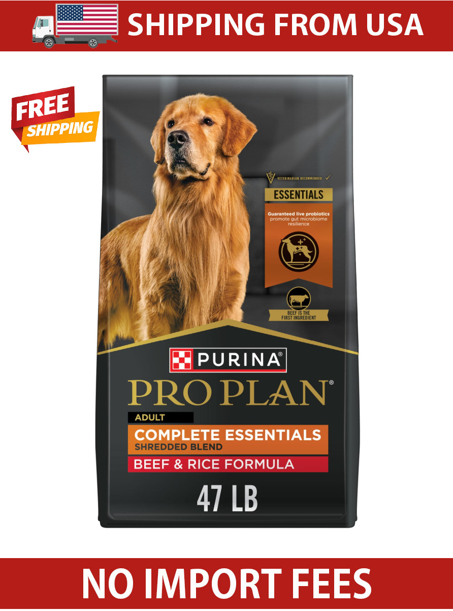 Purina Pro Plan Adult Shredded Blend Beef & Rice Formula Dry Dog Food, 47-lb bag
