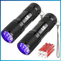 Led Uv Taschenlampe 9 Leds 395Nm FüR Geocaching Haustier Urin-Detektor Inkl. 6