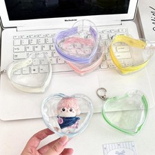 Portable Colorful Heart Transparent Zipper Storage Bag Kaychain Protector Cas A3