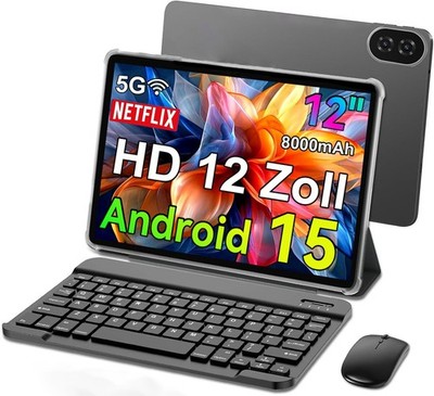 2025 Neu Gaming Tablet HD 12 Zoll Android 15 Tablet Octa-core 8000mAh 2K IPS 8MP