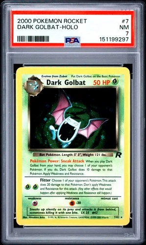 2000 POKEMON ROCKET #7 DARK GOLBAT-HOLO PSA 7