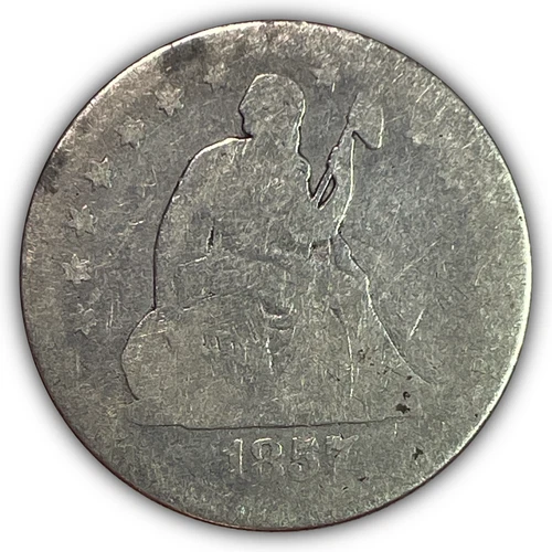 1857 Seated Liberty Quarter Almost Good AG Coin #27786