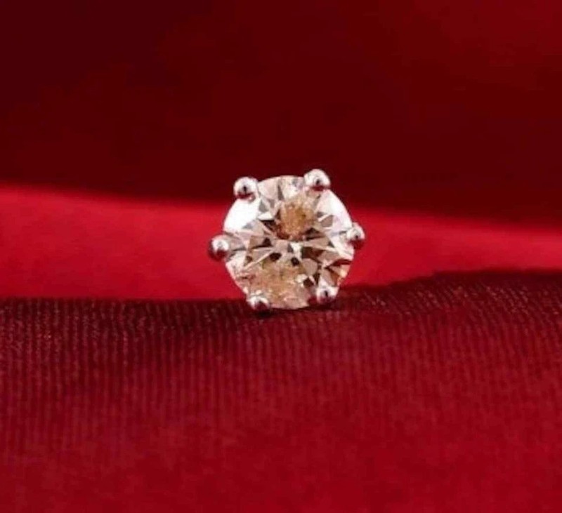 Festival Summer Offer Sale ! Natural Diamond 3MM Nose Pin 14k Yellow Gold #439