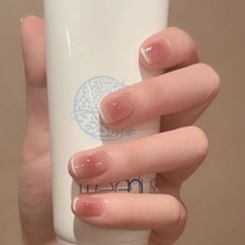 24PCS Nude Pink French Press-On Nails - Short Round Natural