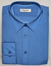Amanti Men's Dress Shirt Slim Fit Color- Blue Size Neck 16.5 Sleeve 32-33
