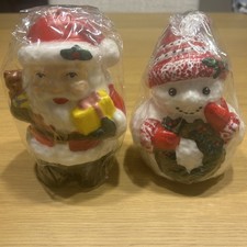 Robert Alan Figural Candles Handpainted Foam Wax Santa Snowman Christmas Vintag