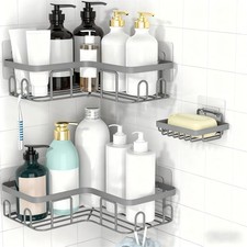 3 Pack Self Adhesive Corner Shower Caddy Shelf Organizer Rack for Bathroom