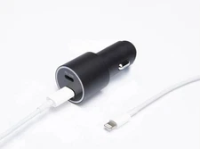 45W [25W+20W] Dual Port Fast PD Car Charger 1M Cable for iPhone 14 13 12 Pro Max