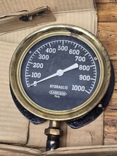 Vintage Brass Lonergan 1000psi Pressure Gauge 7 Black Face Steampunk New