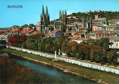 Ansichtskarte: Burgos, Espolon Promenade und Kathedrale