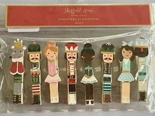 Sheffield Home Paper Goods Nutcracker Christmas Clothespins Gift Tags 8 Pc NIP