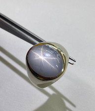 Vintage White Star Sapphire Ring Solid 925 Silver Men's Signet Birthstone Ring