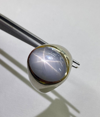 Vintage White Star Sapphire Ring Solid 925 Silver Men's Signet Birthstone Ring
