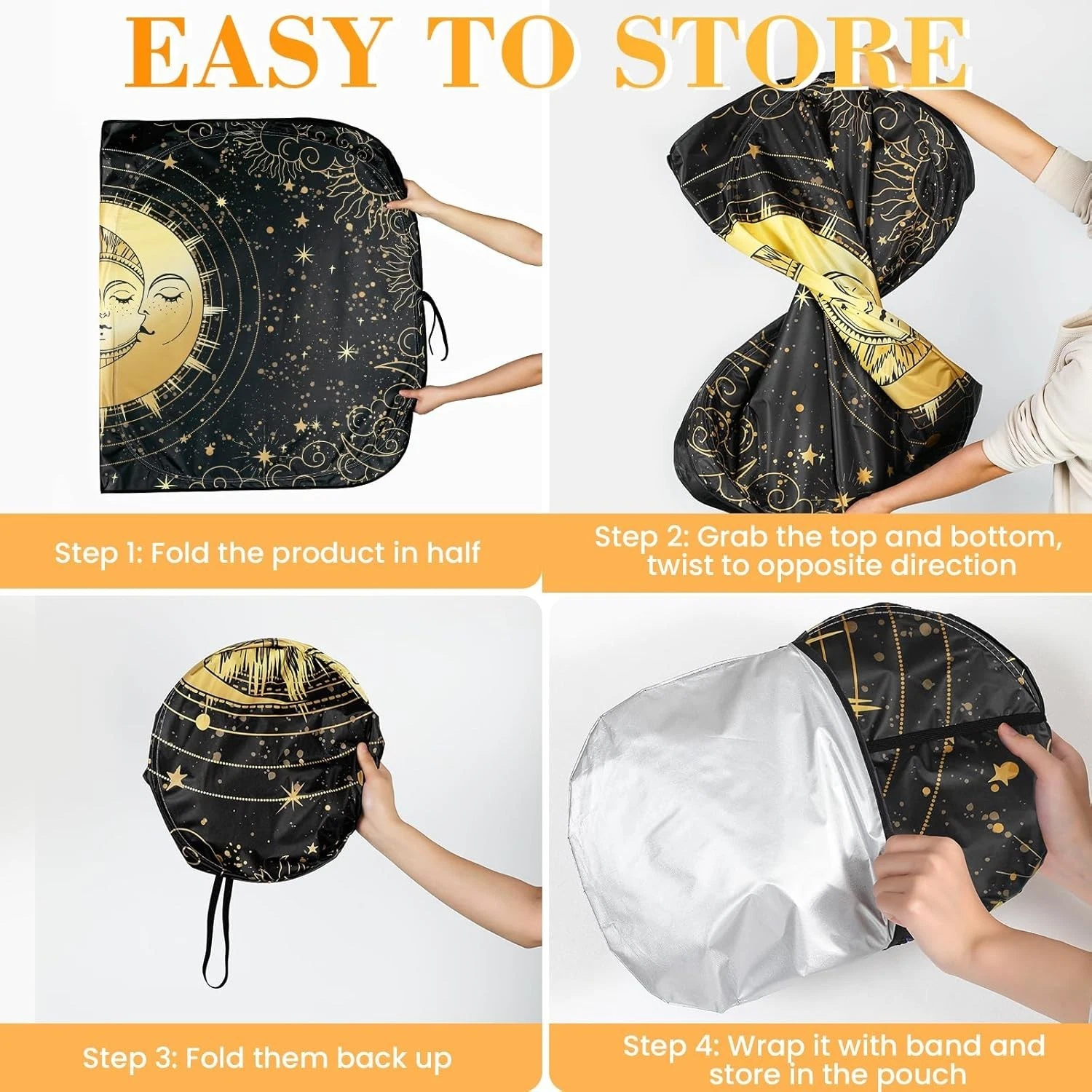 Universal Foldable Car Windshield Sun Shade - 55x32 Inches