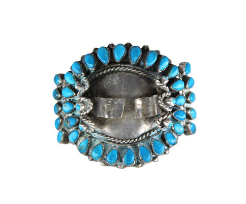 Navajo Needlepoint Sterling Silver Cuff Watchband Signed "Leo G. Harvey"