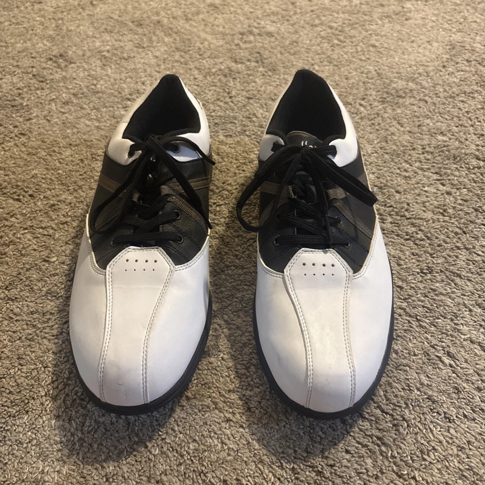 Zapatos de golf Callaway para hombre talla 10,5 blanco negro azul cuero Foto 2 de 4