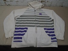 DC Shoes Hoodie Mens XL Full Zip Striped White Sweatshirt Skateboard Y2K Skate