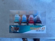 World Famous Tattoo Ink Primary 2 Color Set 12 Bottles 1 FL Oz 30ml Vegan New
