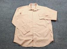 Paul Fredrick Shirt Mens 17.5-36 Orange Two Ply Cotton Pinpoint Stripe