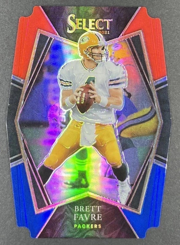 2021 Select Premier Level - Brett Favre #135 Red & Blue Prizm Die-Cut