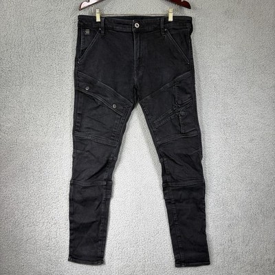 G Star Raw Jeans Mens 36 Black Denim Airblaze 3D Skinny Moto Biker Cargo y2k