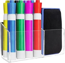 Magnetic Dry Erase Marker Holder for Whiteboard，Acrylic Clear/Brown 