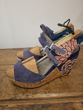 Clarks Liberty Blue Leather Wedge Sandals uk 5