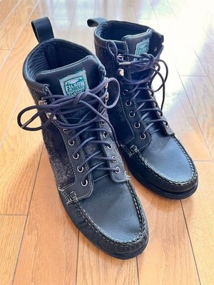 Filson x Sebago Osmore Mackinaw Stiefel schwarz Leder kariert Wolle Vibram US...